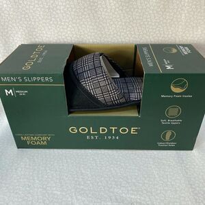 GOLDTOE Men's Size MEDIUM (8-9) Black Memory Foam Slippers